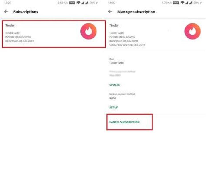 How do I cancel my tinder subscription on Android?