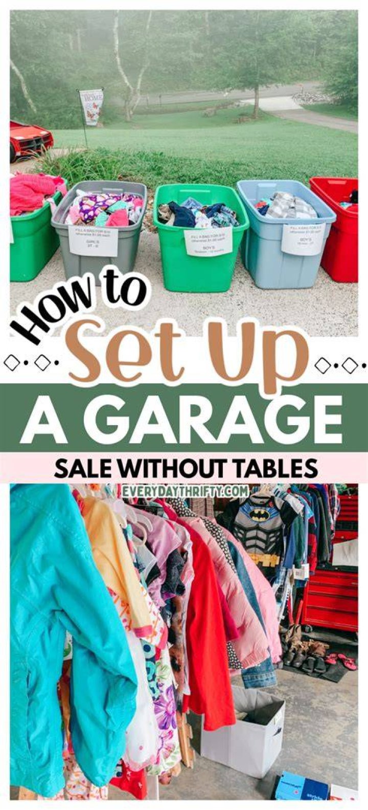 How do you organize clothes for a garage sale?