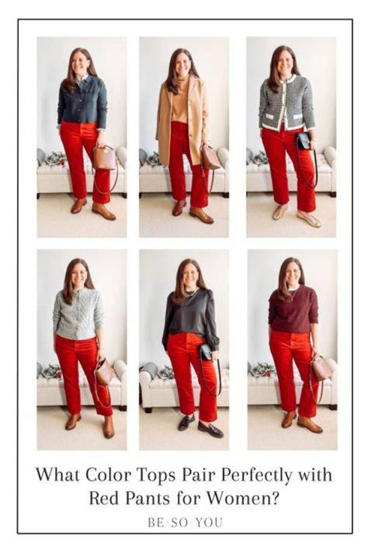 What Colour goes with red pants?